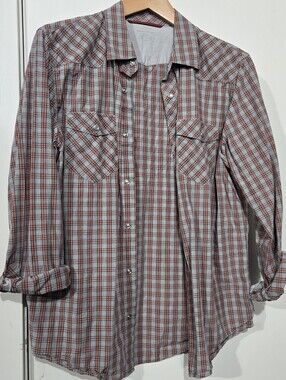 Banana Republic Red and Gray Plaid Men's Button-Down Shirt